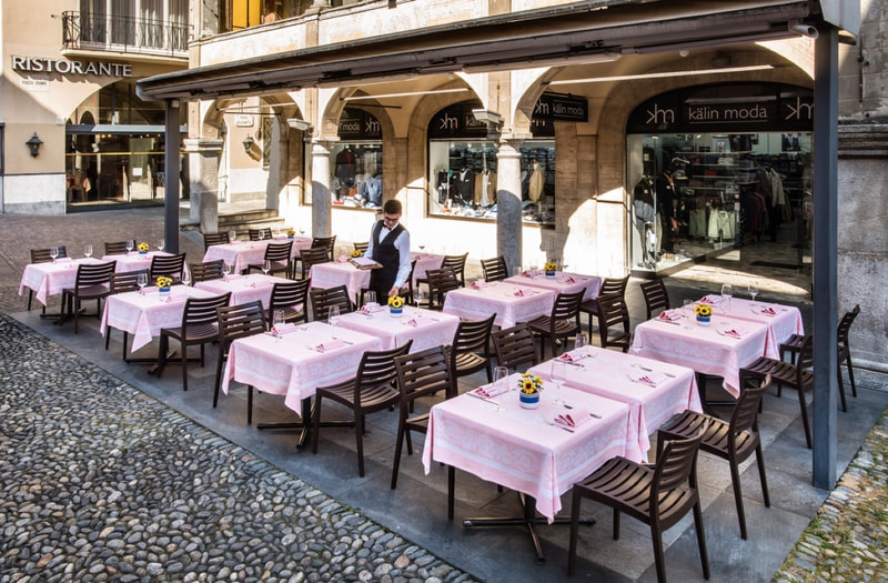 Terrace of Restaurant Pizzeria dell'Angelo in Locarno
